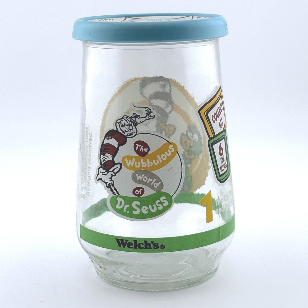 Vintage 1996 Welchs Dr Seuss Wubbulous World Jelly Jar Scene 1 Cat in the Hat